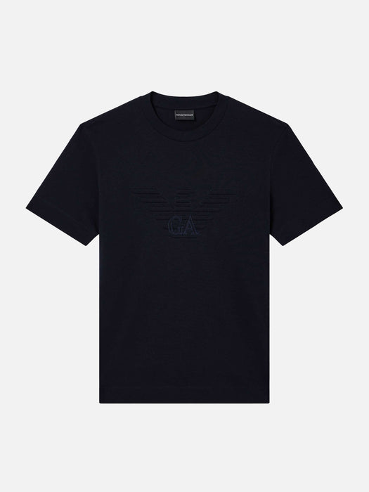 Armani Slim fit T-shirt in heavy jersey with domed eagle