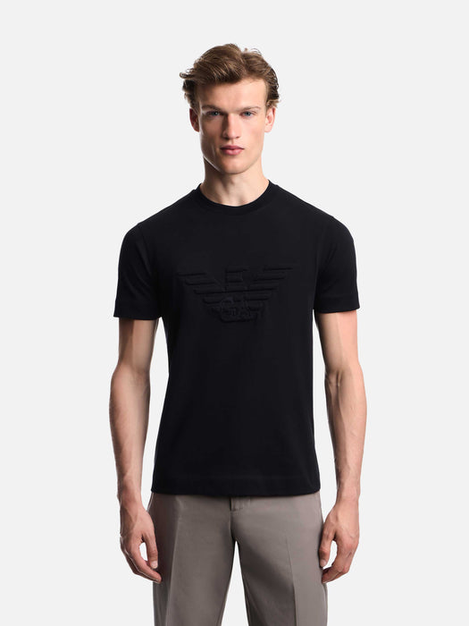 Armani Slim fit T-shirt in heavy jersey with domed eagle