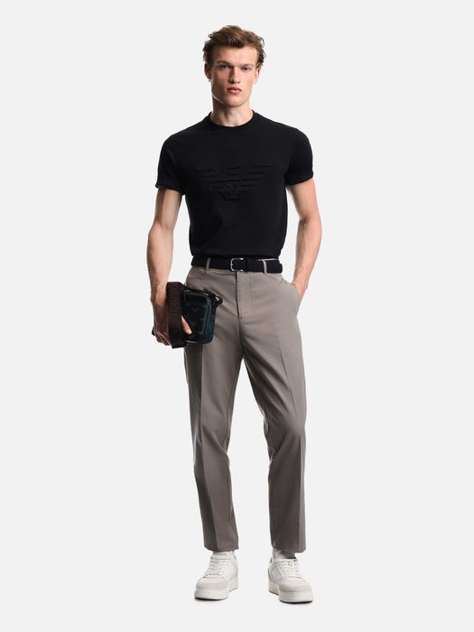 Armani Slim fit T-shirt in heavy jersey with domed eagle