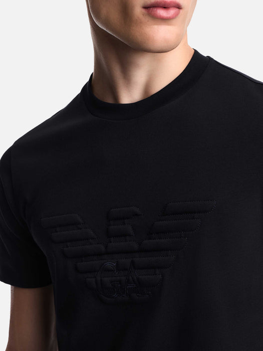 Armani Slim fit T-shirt in heavy jersey with domed eagle