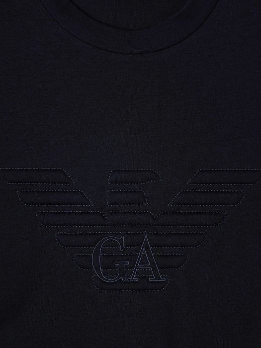 Armani Slim fit T-shirt in heavy jersey with domed eagle