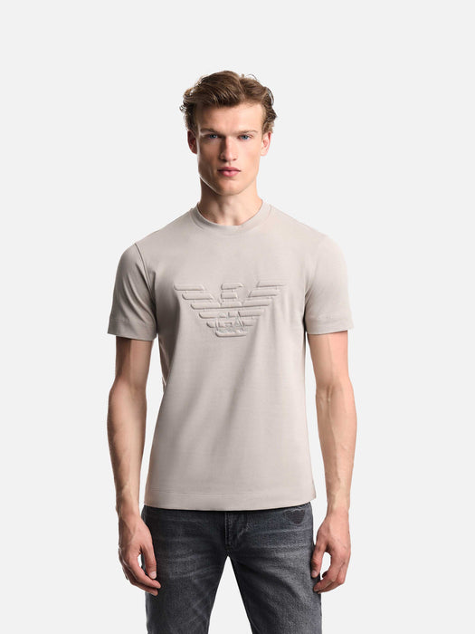 Armani Slim fit T-shirt in heavy jersey with domed eagle