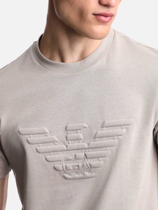 Armani Slim fit T-shirt in heavy jersey with domed eagle
