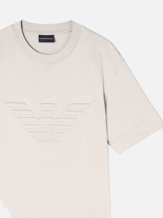 Armani Slim fit T-shirt in heavy jersey with domed eagle