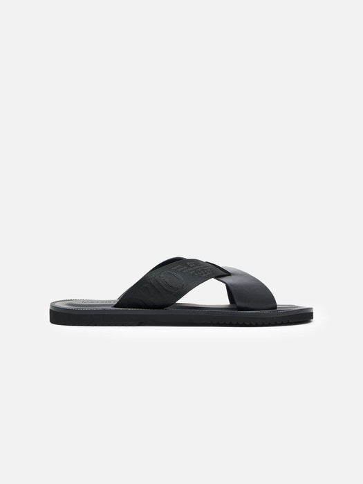 Armani Leather cross-over sandals with logo tape