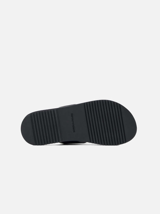 Armani Leather cross-over sandals with logo tape