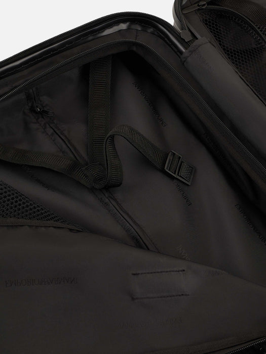 Armani ABS carry-on case with Saffiano detail and eagle plate