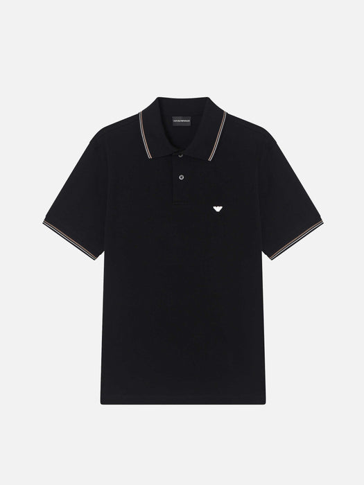 Armani Slim-fit stretch piqué polo shirt with micro eagle