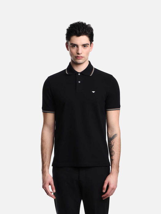Armani Slim-fit stretch piqué polo shirt with micro eagle