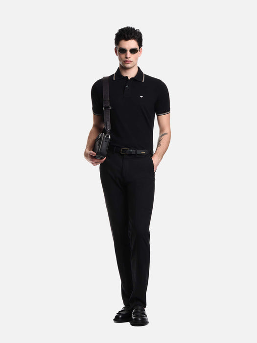 Armani Slim-fit stretch piqué polo shirt with micro eagle
