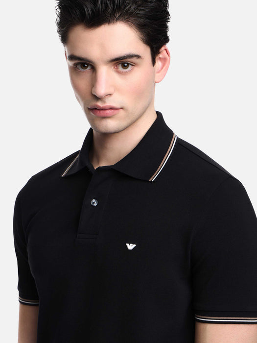 Armani Slim-fit stretch piqué polo shirt with micro eagle