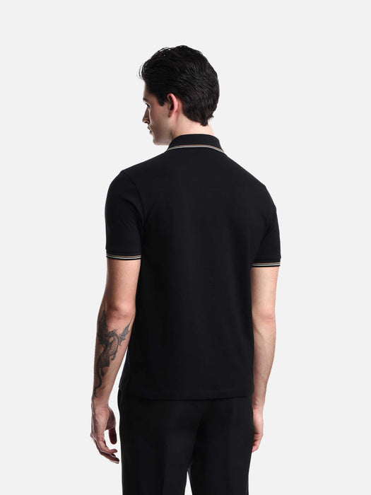 Armani Slim-fit stretch piqué polo shirt with micro eagle