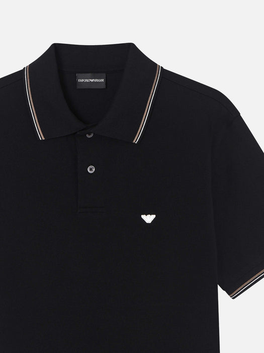 Armani Slim-fit stretch piqué polo shirt with micro eagle