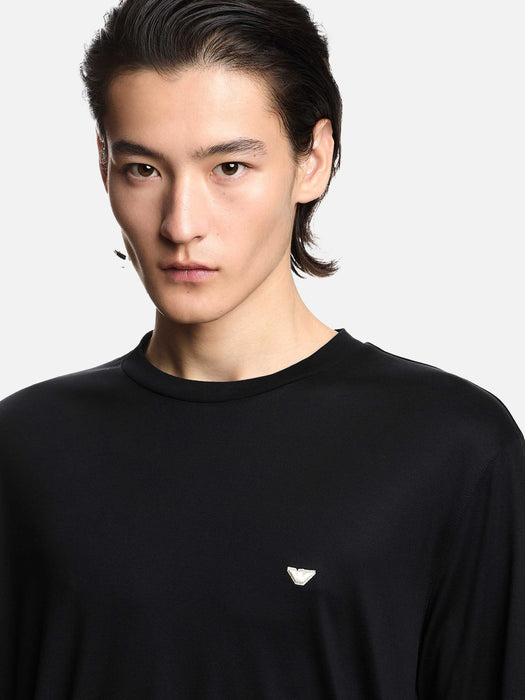 Armani Jersey t-shirt with embroidery in lyocell-blend Essential