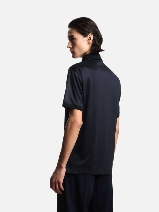Armani Rounded micro eagle polo shirt in a Lyocell blend jersey