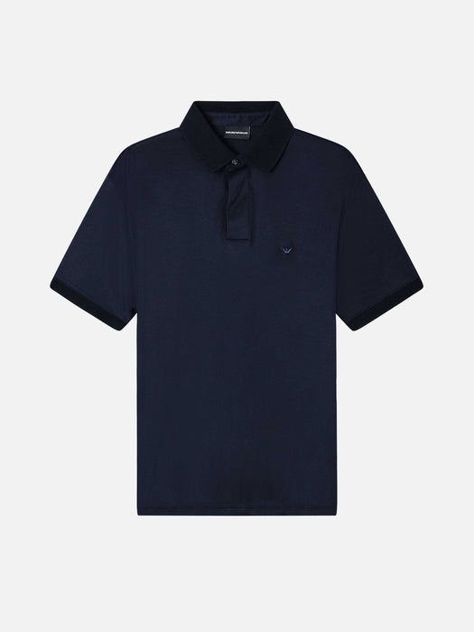 Armani Rounded micro eagle polo shirt in a Lyocell blend jersey
