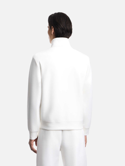 Armani Full-zip sweatshirt in double jersey with micro eagle embroidery