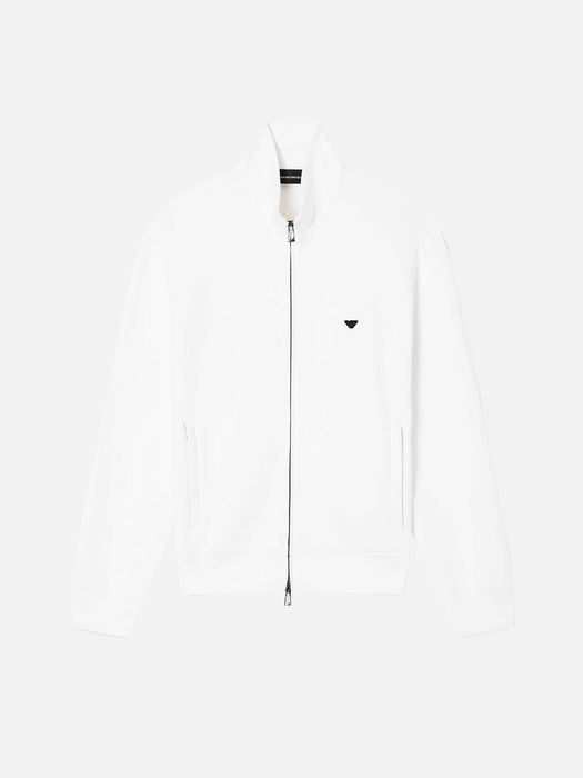Armani Full-zip sweatshirt in double jersey with micro eagle embroidery