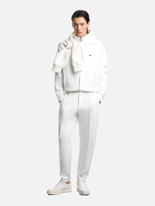 Armani Full-zip sweatshirt in double jersey with micro eagle embroidery