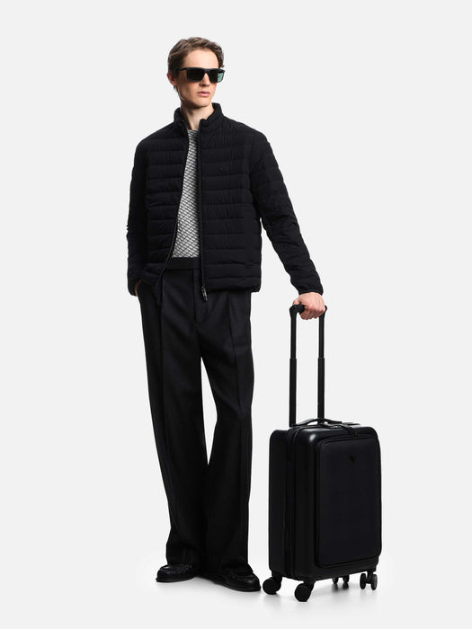 Armani ABS carry-on case with Saffiano detail and eagle plate