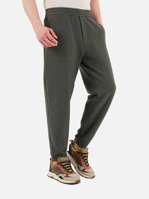 Armani Double Jersey trouser with all over eagle jacquard