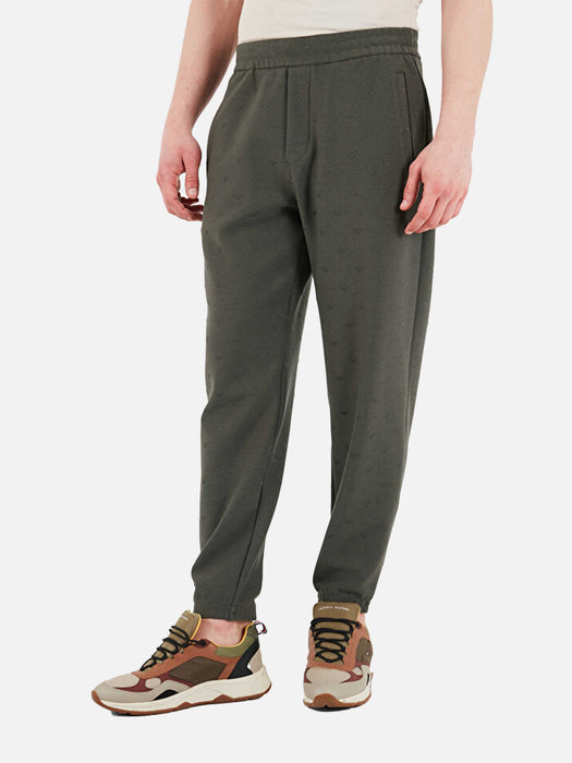 Armani Double Jersey trouser with all over eagle jacquard