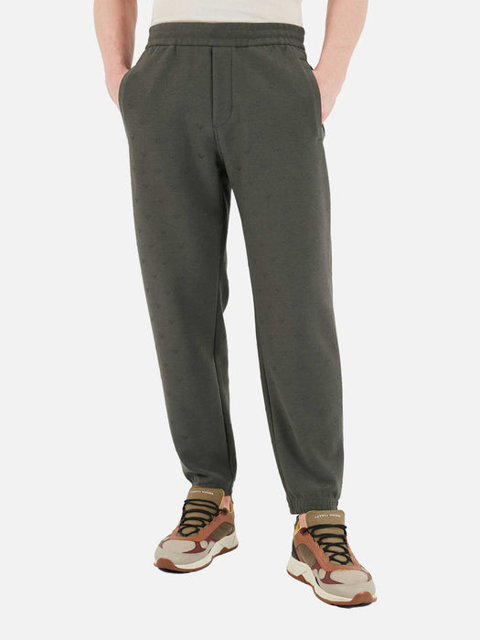 Armani Double Jersey trouser with all over eagle jacquard