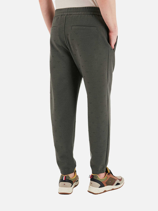 Armani Double Jersey trouser with all over eagle jacquard