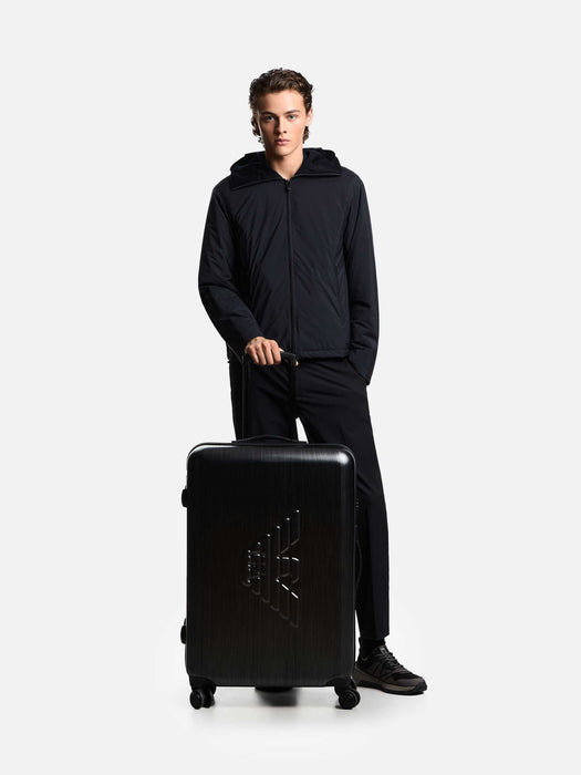 Armani ABS medium trolley suitcase with oversized, embossed eagle