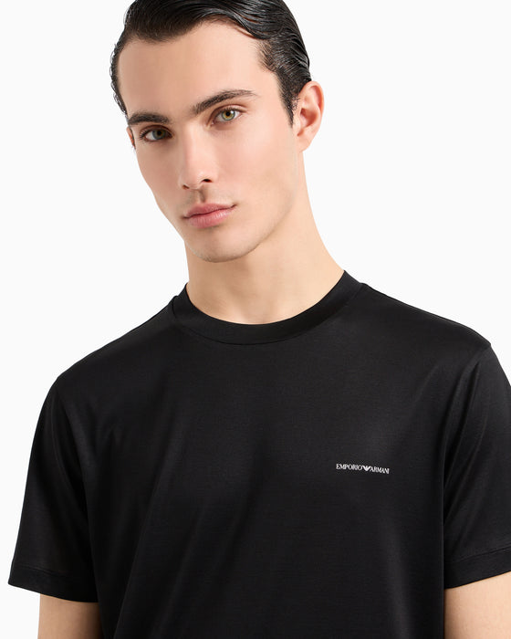 Armani ASV Lyocell blend jersey T-shirt with micro logo lettering