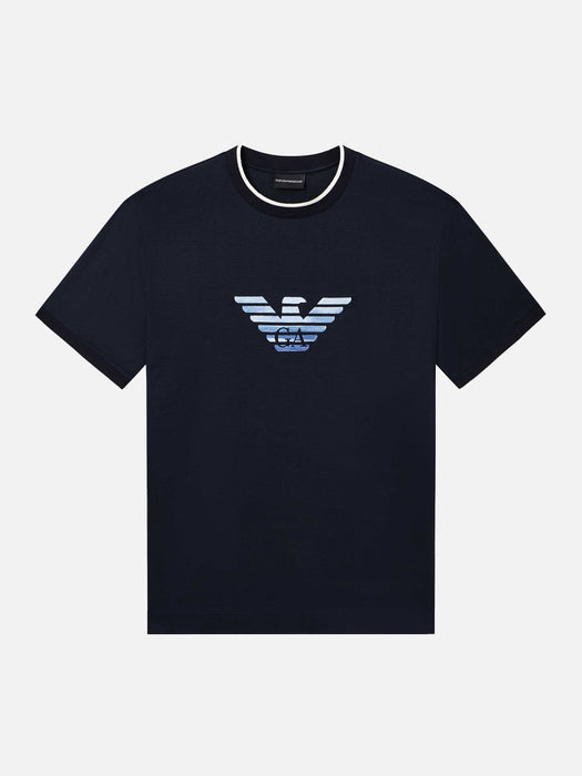 Armani Slim-fit T-shirt in a Lyocell-blend jersey, featuring a gradient eagle embroidery