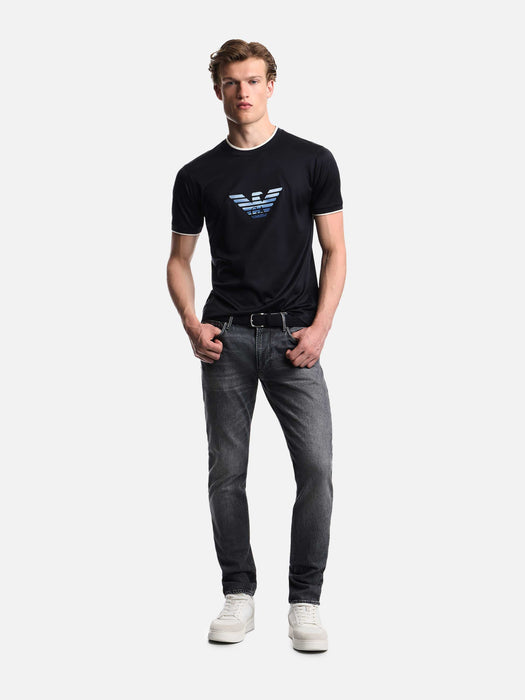 Armani Slim-fit T-shirt in a Lyocell-blend jersey, featuring a gradient eagle embroidery