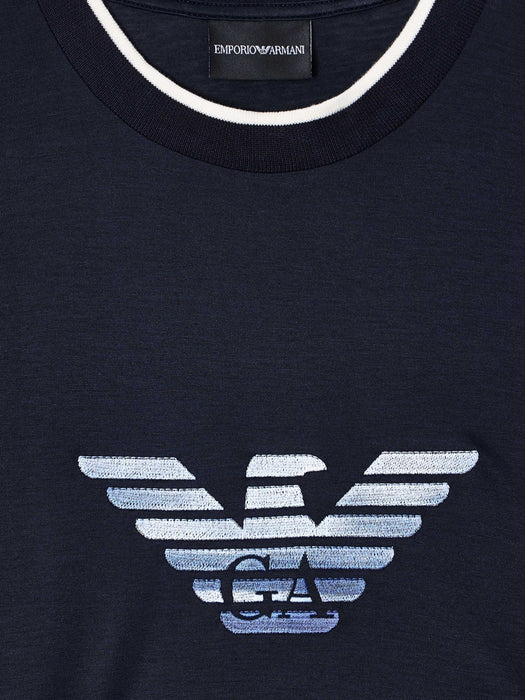 Armani Slim-fit T-shirt in a Lyocell-blend jersey, featuring a gradient eagle embroidery