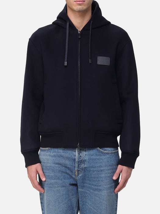Armani Hooded blouson in virgin wool cloth