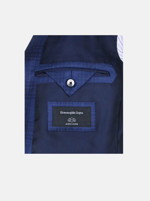 Zegna Achillfarm™ Blue Navy Check Blazer Drop 7
