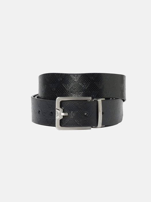 Armani Reversible leather belt with all-over embossed eagle
