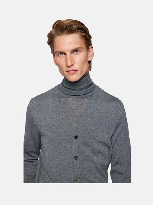 Boss V-neck cardigan in extra-fine Italian merino wool