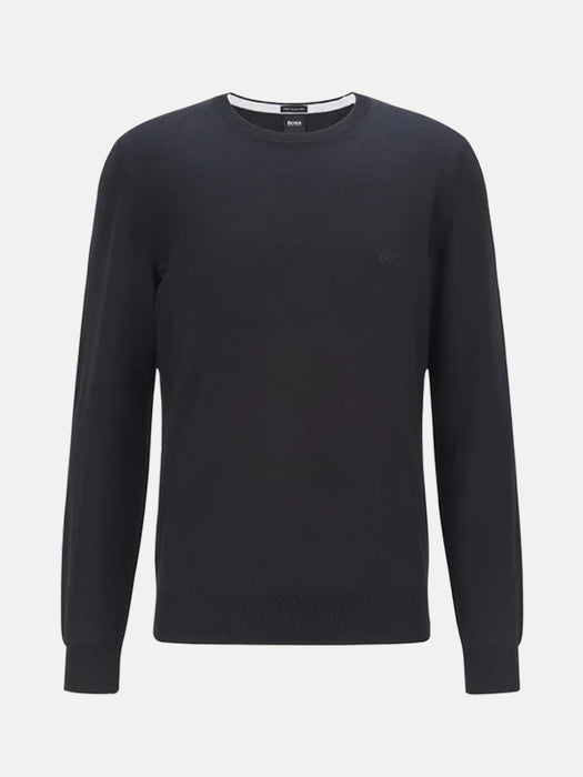 Boss Virgin-wool regular-fit sweater with logo embroidery