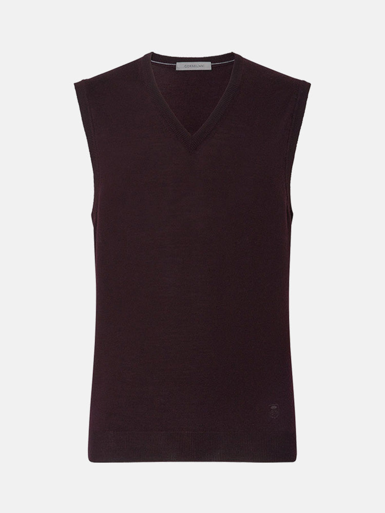 Merino Fine Knit Vest in Deep Indigo Blue