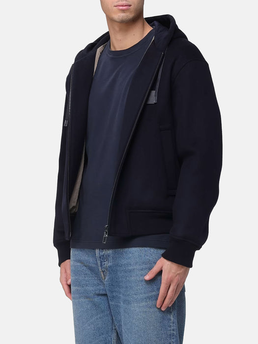 Armani Hooded blouson in virgin wool cloth