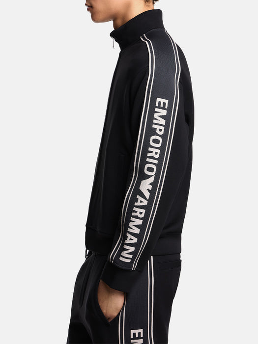 Armani ASV double-jersey full-zip sweatshirt with logo stripe