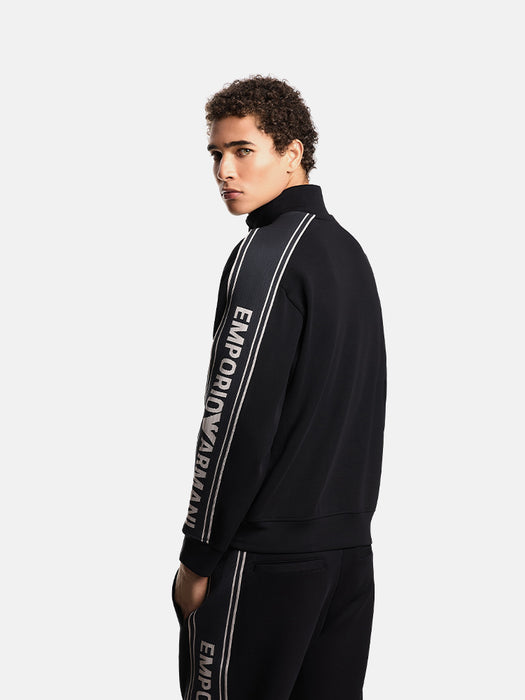 Armani ASV double-jersey full-zip sweatshirt with logo stripe
