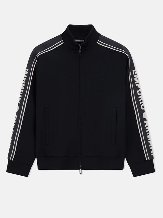 Armani ASV double-jersey full-zip sweatshirt with logo stripe