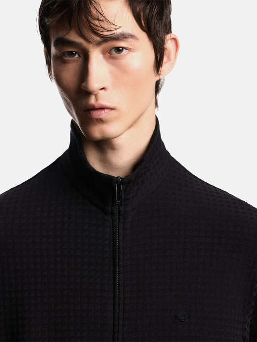 Armani ASV full-zip sweatshirt in Lyocell-blend jacquard jersey
