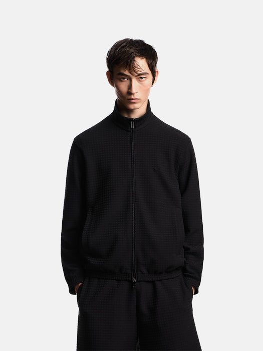 Armani ASV full-zip sweatshirt in Lyocell-blend jacquard jersey