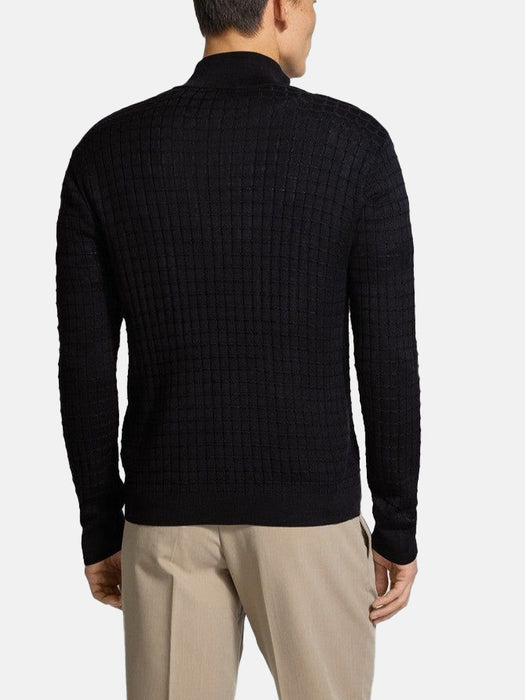 Armani Tuck-stitch full-zip cardigan in a wool and Lyocell blend