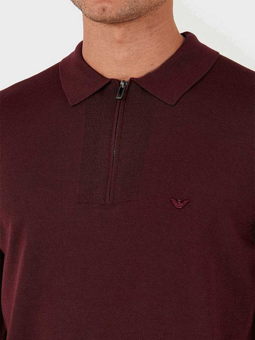 Armani Polo-shirt collar jumper in pure virgin wool