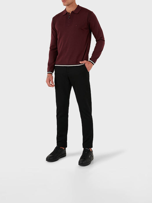 Armani Polo-shirt collar jumper in pure virgin wool