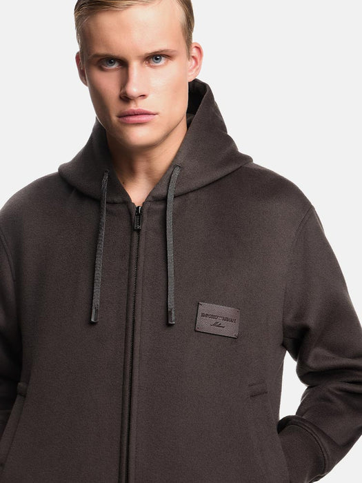 Armani Hooded blouson in virgin wool cloth