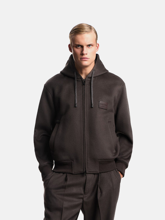 Armani Hooded blouson in virgin wool cloth